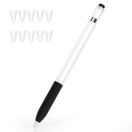 Image of Compatible with Apple Pencil 1st Generation Case, Non-Slip Silicone Case, [with 10 Silicone Nib Sleeves] for Apple Pencil 1st Generation. (Black)