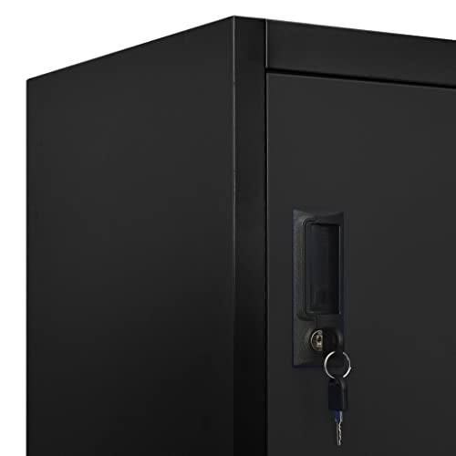 Vidaxl Armadietto Con Serratura Nero 90X45X180 Cm In Acciaio - 6