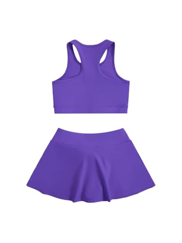 Image of SOLY HUX Toddler Girl's 2 Piece Workout Outfits Lightweight Crop Tank Tops and Skort Athletic Set
