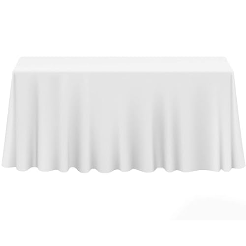 Anaado White Table Cloth for 8 Foot Table Waterproof Heavy Duty Table Cover for Wedding Parties Buffet White 178 x 305 cm