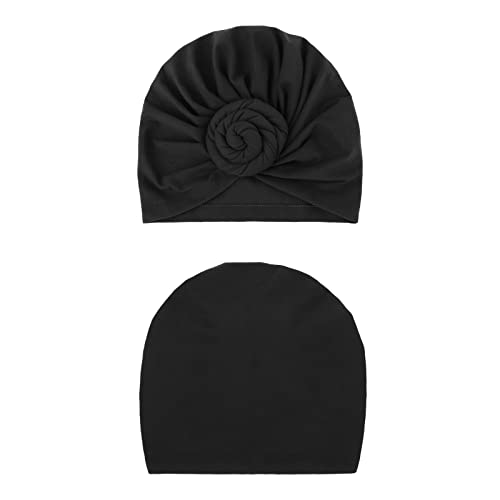 Image of DRESHOW 5 Pack Knotted Headwraps for Women African Turban Pre-Knotted Beanie Headwraps Hair Covers
