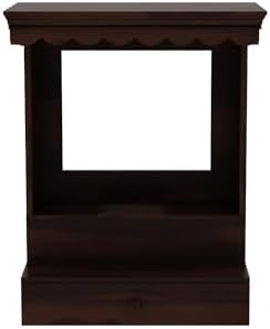 Wooden Home Temple Pooja Mandir with 1 Drawer for Storage Home Decoration | Pooja Mandap | Solid Wood Home Temple for Home Decor. (Walnut)