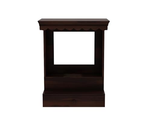 Wooden Home Temple Pooja Mandir with 1 Drawer for Storage Home Decoration | Pooja Mandap | Solid Wood Home Temple for Home Decor. (Walnut)
