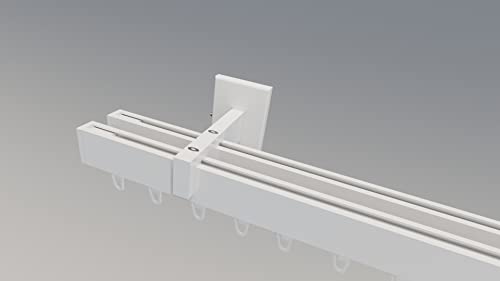 Innenlaufsystem Gardinenstange Square-LINE kantig, auf Maß - Weiß - 240 cm 2-Lauf