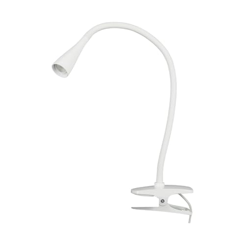 Lindby LED Klemmleuchte Baris (Modern) in Weiß aus Metall (1 flammig,) - Tischlampe Tischleuchte Leselampe Nachttischlampe Arbeitszimmerleuchte