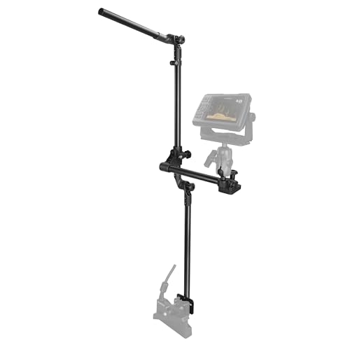 VINmounts Long Livescope Transducer Pole Mount for Boat, 360° Adjustable Live Scope Pole with Drill-Down Base, Marine-Grade Aluminum Mount for Lowrance, 1.5'' Ball for RAM Mounts