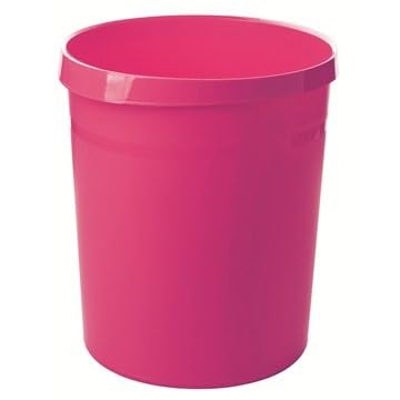 Image of HAN 18190-56 Grip Waste Paper Bin, Stylish and Elegant Rubbish Bin for The Office, Sturdy Waste Bin, 18 Litre Volume, Pack of 15, Pink