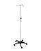 IV Pole, Stainless Steel, Durable, 44 lb Capacity, Quad Ram Hook, 5-Leg Polymer Base, 42" to 76" Adjustable Height, Wheels with Locking Casters