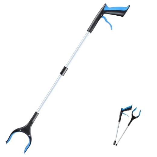 Lizbin Grabber Reacher Tool, 33" Extra Long Foldable Reacher Grabber Pickup Tool, Trash Picker Upper Grabber, Mobility Aid Reaching Assist Tool for Trash Pick Up, Litter Picker, Arm Extension (Blue)