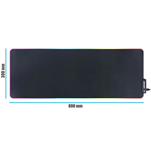 Mouse Pad Gamer 800x300x3mm Iluminação LED nas Bordas com 14 Modos Espectro Backlighting USB Power M