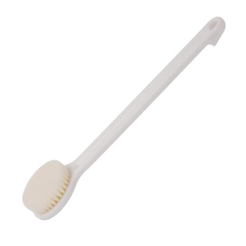 Cepillo corporal con mango largo, cepillo de baño seco exfoliante, cepillo de ducha de espalda blanca, cepillo exfoliante suave de mango largo, cepillo exfoliante suave de 32 cm, estropajo de espalda