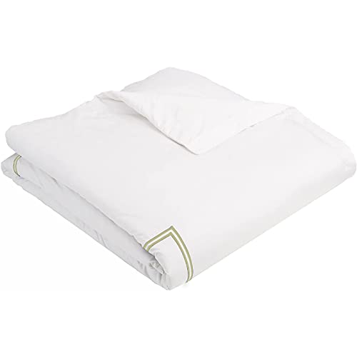 Funda nórdica de algodón egipcio de 400 hilos BedDecor color salvia con bordado de dos rayas 5