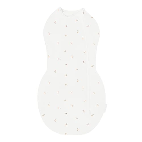 Image of Happiest Baby Sleepea Comforter Swaddle - 100% Organic Cotton Baby Swaddle Blanket - Doctor Designed Promotes Healthy Hip Development (Ivory Cherries, X-Large)
