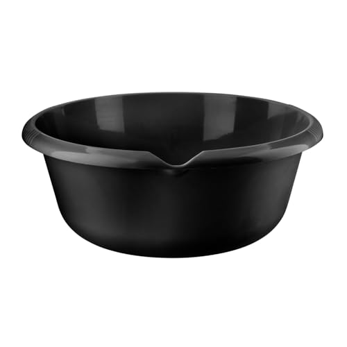 HOMESHOPA Round Plastic Wash Basin, 6 Litre Black Washing Up Bowl, Multipurpose Portable Kitchen Sink Mixing Bowl, Household Watertub for Home Kitchen Camping Outdoor