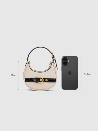 Image of Miraggio Celeste Mini Top Handle Crossbody Sling Bag With Detachable Chain Strap | Half Moon Shaped Bag | Gift For Women
