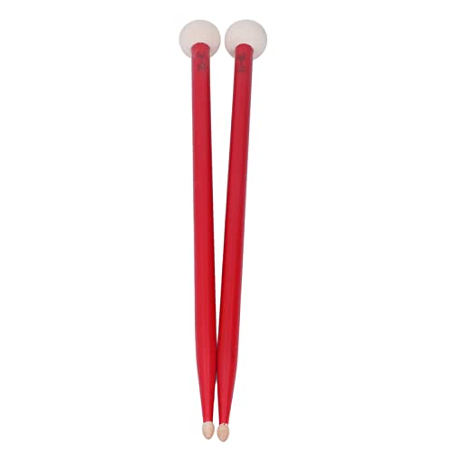 2Pcs Drum Mallet Kit Non Slip Wooden Handle Felt Head Drum Sticks For Bass Drums Timpani Snare Drums(Red) Performance Accessory #TOP6