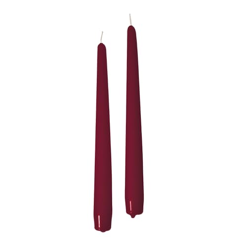 Bougies coniques, Bordeaux, Diamètre 2,2 cm, Hauteur 30 cm, 12 pièces
