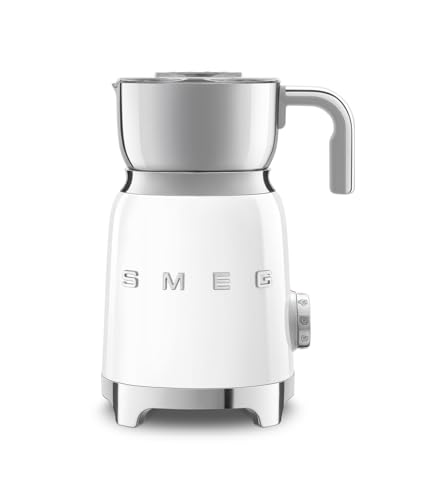 Smeg, Mousseur à Lait Multifonction MFF11WHEU, avec Système à Induction, 6 Programmes Prédéfinis, une Fonction Manuelle, Carafe Amovible 600 ml, Bouchon...