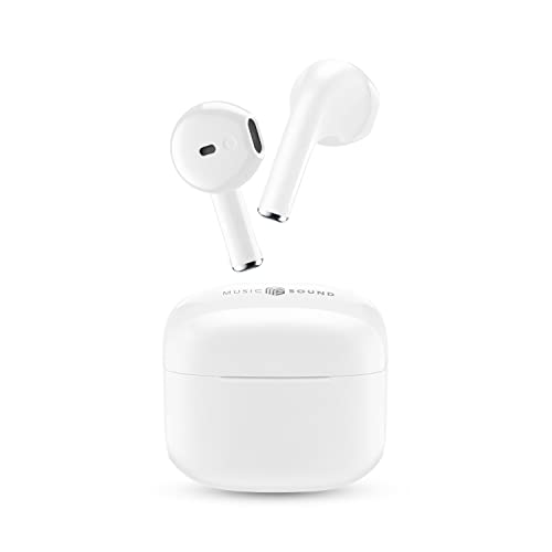 AirPods Music Sound SWAG Auricolari Wireless a Capsula, Bluetooth, 20 Ore di Riproduzione, Auto Pairing, Controlli Touch, Case Compatto - Bianco
