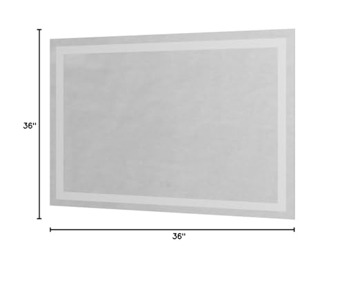 ROOMTEC 36 x 36 Inches LED Bathroom Mirror with Front and Backlit,Anti-Fog,3 Colors and Dimmable Light(Horizontal/Vertical), Silver