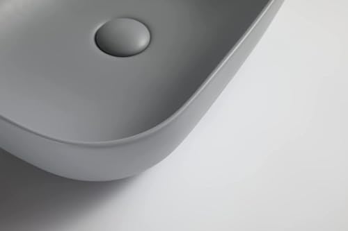 MAHISRE Ceramic Countertop Wash Basin | Designer Table Top Bathroom Basin Sink | Vessel Sink Wash Basin Over Counter for Bathroom, Hotel, Home Living Room (18x13x5.5 Inch) (Matte Grey)