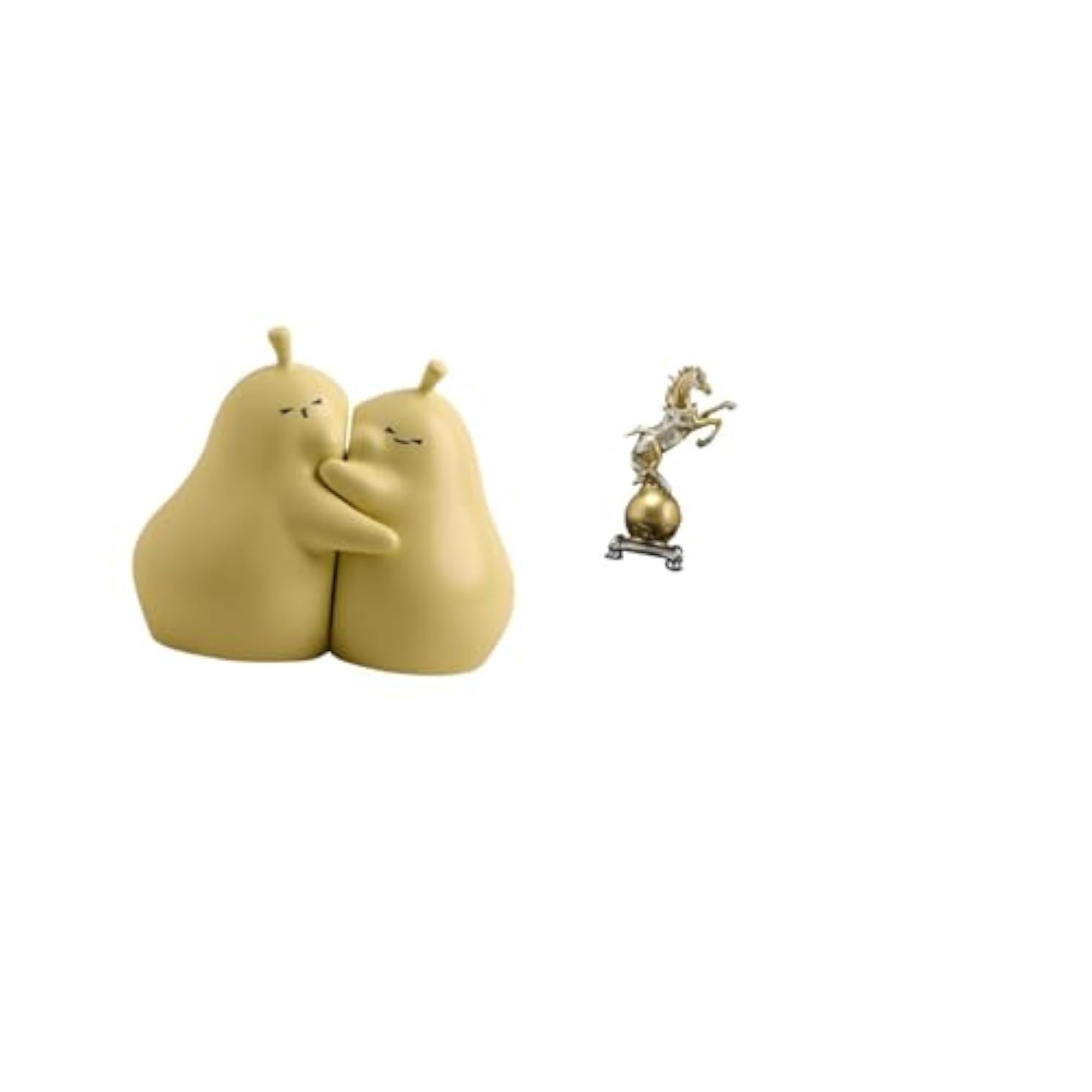Ceramic Bookend Pear Stand with Horse Statue, Decorative Ornament