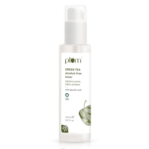 Plum Green Tea Face Toner For Oily, Acne-Prone Skin | With Glycolic Acid | Alcohol-Free | Fights Pimples | Tightens Pores | Controls Oil | Gently Exfoliates Dead Skin Cells | Women & Men | 150ml