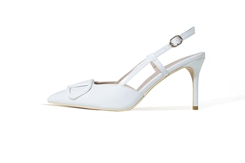 Image of Women Heeled Slingback Sandals Closed Pointed Toe Stiletto High Heels Slip-On Buckle Pumps Backless Evening Prom Party Dress Shoes 5.5-12US
