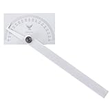 PEC Tools Stainless Steel Angle Protractor with Double Graduation - Ideal for Drawing Radial Lines, Setting Bevels, Transfer Angles, 6