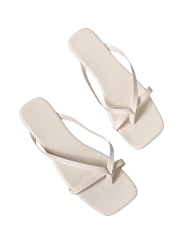 Image of GORGLITTER Women's Strappy Square Toe Thong Sandals Dressy Summer Cute Vacation Beach Comfortable Flip Flops Slide Shoes 2026