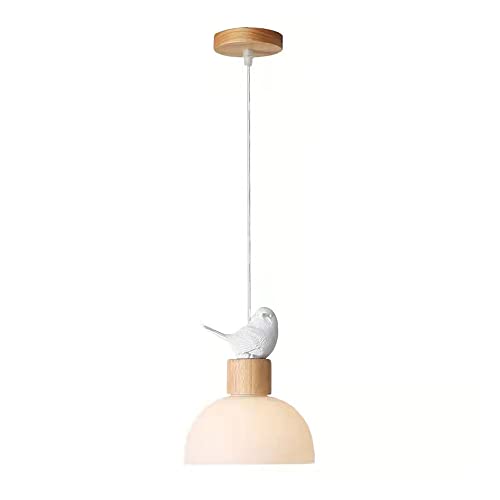 Moderne lampade a Sospensione da Cucina, Creative lampade a Forma di Uccello, semicerchio in Vetro, portalampada in Legno, lampadario a Sospensione da soffitto per Bar, Isola, sogg