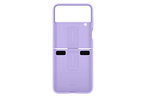 Image of Samsung Galaxy Z Flip 4 Silicone Cover with Ring, Protective Phone Case with Finger Loop, Matte Finish, Bold Style, Handheld Design, US Version, Bora Purple