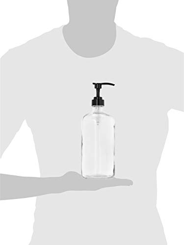 32-Ounce-Large-Clear-Glass-Boston-Round-Bottles-wBlack-Pumps-Great-for-Lotions-Soaps-Oils-Sauces-Food-Safe-and-Medical-Grade-by-kitchentoolz