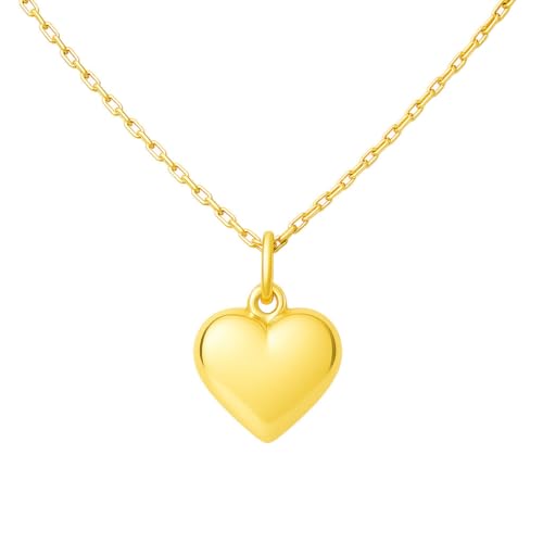 L'Atelier d'Azur Pendentif Or 18 Carats 750/000 Jaune Motif Coeur - Collier Chaine Dorée Offerte