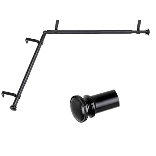 TONIAL Corner Curtain Rods for Windows 32-86 Inch Black Small Cap End