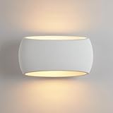 HARPER LIVING Wall Lights, Modern Large Plaster Wall Wash Lighting, 40W E27 ES, Indoor Wall Sconce Lamp with Ceramic Shade, Wall Mounted Light for Bedroom, Living Room, Hallway-Length 30CM