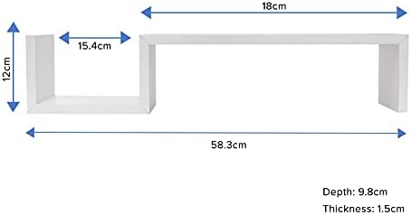 Gatton Design Floating Shelves | White | Wall Mounted S Shape Design | Shelves for Wall | Wall Shelves for Bedroom, Living Room, Bathroom & Kitchen | Floating Shelf | Preassembled Decor Wall Shelf