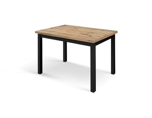 PAZZO DESIGN Tavolo allungabile Guido, Rovere Rustico, Gambe Nere, Tavolo Cucina, Tavolo Soggiorno, Made in Italy, 140x80x76,5 cm - id_2139