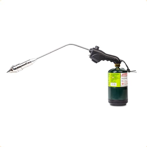 Fire Starter Propane One-Click Torch (Black), Stainless Steel Tri-Flame Tip Spreads Flame To Light Charcoal/Wood In Seconds, UL147 Safety Certified (FUEL NOT INCLUDED)