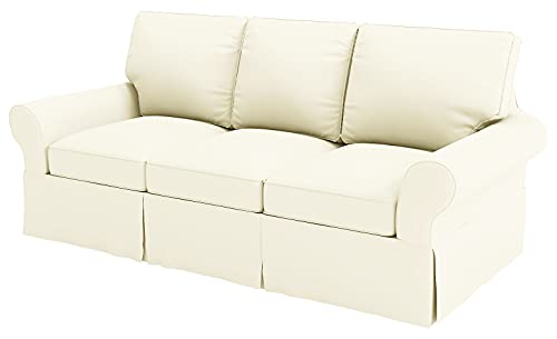 The Sofa Cover is 3 Seat Sofa Slipcover Replacement. It Fits Pottery Barn PB Basic Three Seat Sofa (Cotton Yellow)