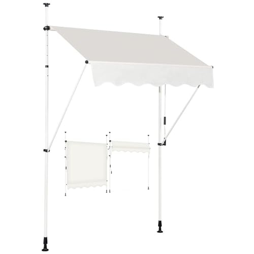 COSTWAY Toldos Exterior Terraza, Toldo Manual con Manivela y Resistente a la Intemperie, en Altura 200-300 cm, Toldos Exterior Terraza Enrollable para Balcón y Terraza (150 x 120 cm, Beige)