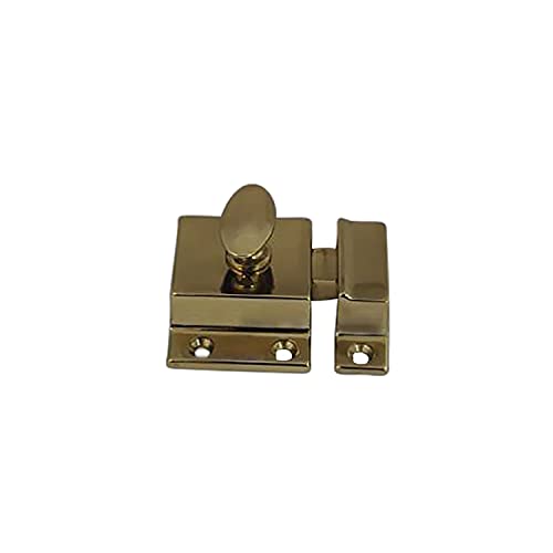 QCAA Traditional Large Oval Turn Cabinet Latch, Solid Brass, 2", for Cupboard & Other Furniture, Polished Brass, 1 Pack, Made in Taiwan