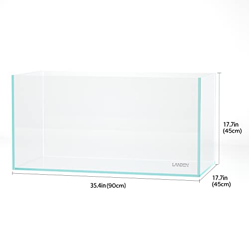 Image of Landen 90P 48 Gallon Rimless Low Iron Aquarium Tank, 35.4 inch L x 17.7 inch W x 17.7 inch H (90cm x 45cm x 45cm) 10mm Thickness 111007