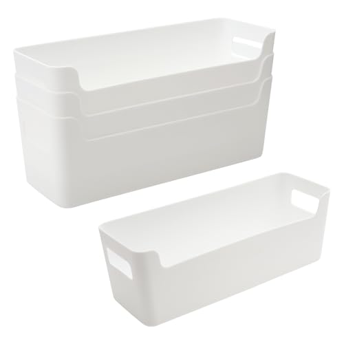 DAWRIS 4 Stück Badezimmer Organizer Aufbewahrungsbox Weiß Aufbewahrungskorb Kunststoff Schubladen Organizer Box für Küchen Schreibwaren Kleiderschrank Schminktisch Datenkabel