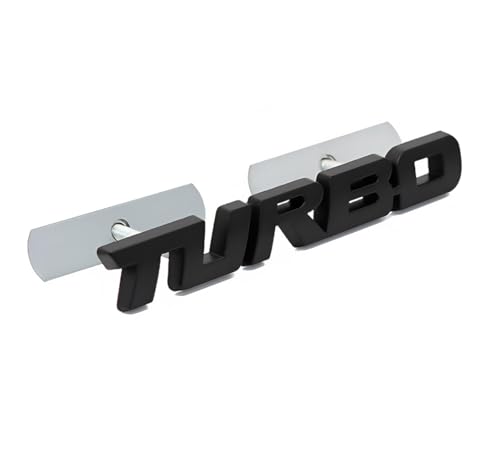 Image of 1X Metal Turbo Grille Front Emblem 3D Badge Sticker Replacement for Universal Cars (Matte Black)
