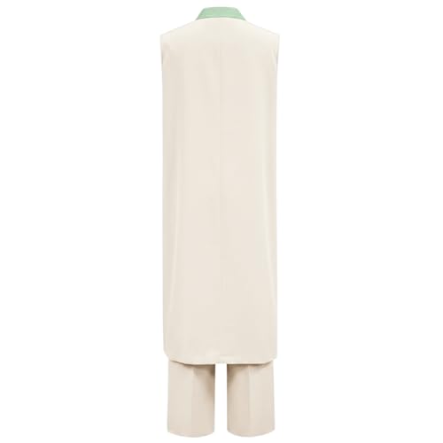 Traje de lino de dos piezas elegante con corte sastrero sofisticado de verano 5