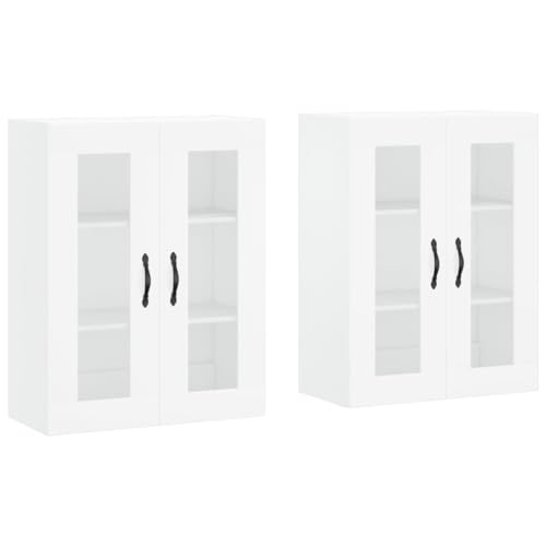 vidaXL Armarios de Pared 2 uds, Armarios Flotantes de Almacenaje, Aparadores Colgantes, Armarios Auxiliares, Madera de Ingeniería Blanco