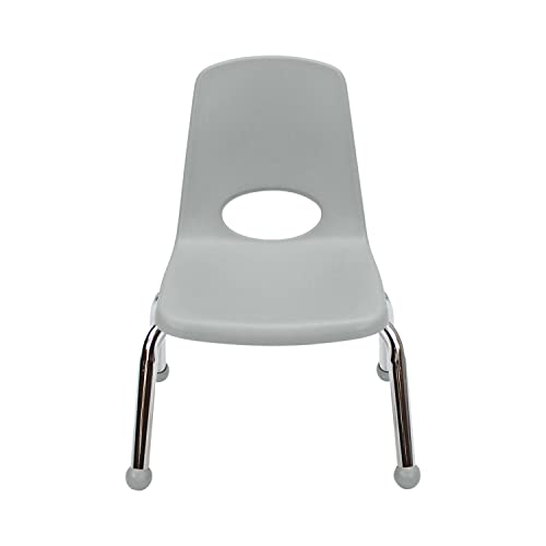 Factory Direct Partners 10355-Lg 10" School Stack Chair, Stacking Student Seat With Chromed Steel Legs And Ball Glides For In-Home Learning Or Classroom - Light Gray (6-Pack) #TOP3