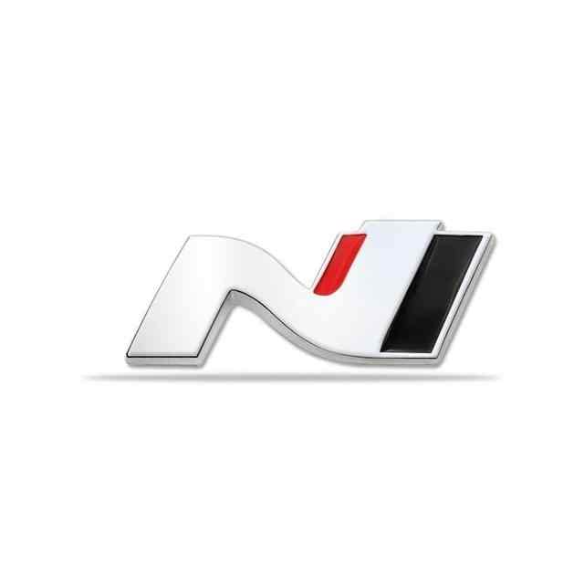 YSRWTBBA Emblème N Line Logo Métal - Badge Calandre Et Coffre Compatible I30 I20 Tucson Elantra Kona, Autocollant Facile à Poser