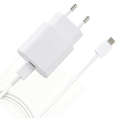 Cargador Rápido USB C de 25W con Cable Tipo C, Cargador Ultra Rapido, Compatible con Galaxy S22, S22 Ultra, S21, S20, A54, A53, A52, Cargador de Pared de Alta Velocidad para Smartphones (Blanco)